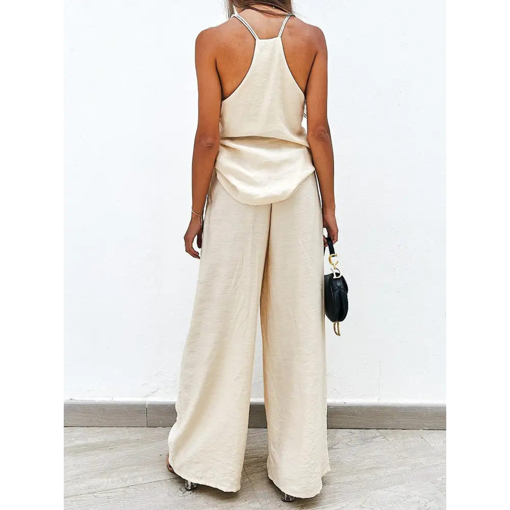 Spaghetti Strap Cami and Wide Leg Pants Set