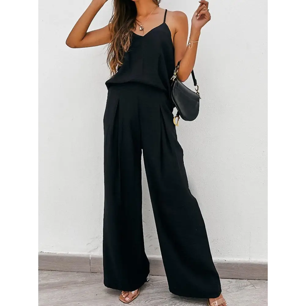 Spaghetti Strap Cami and Wide Leg Pants Set