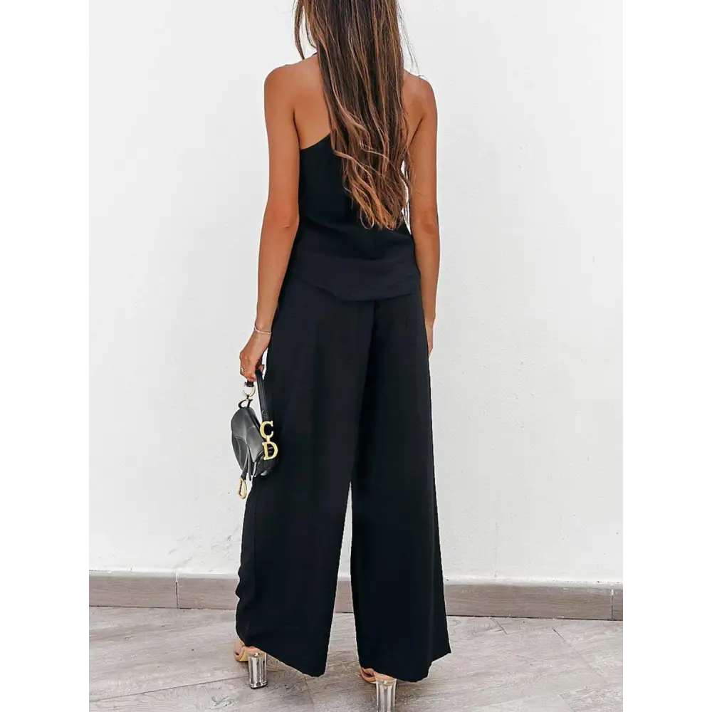 Spaghetti Strap Cami and Wide Leg Pants Set