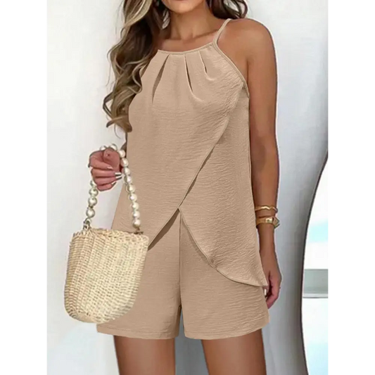 Spaghetti Strap Top and Shorts Set - CM Fashion