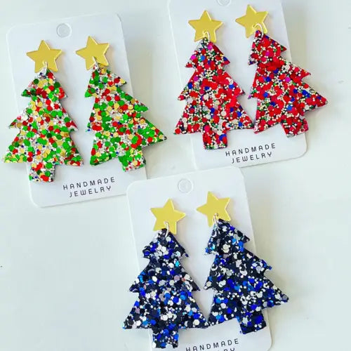 Christmas Tree Acrylic Dangle Earrings - CM Fashion