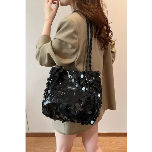 Sparkle in Style with the Sequin Braided Strap Shoulder Bag