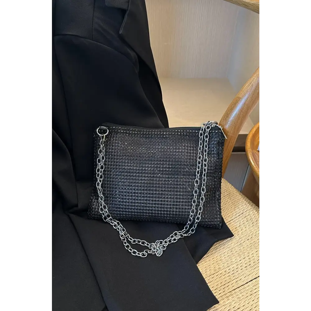 Sparkle with Yeppi Rhinestone Polyester Chain Crossbody Bags