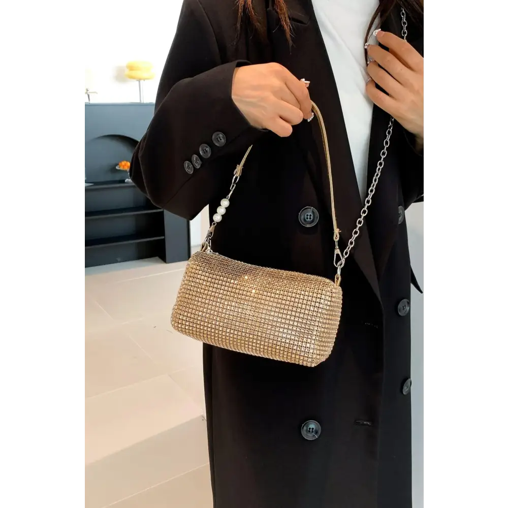 Sparkling Elegance with Yeppi Openwork Crossbody Bag and Removable Strap