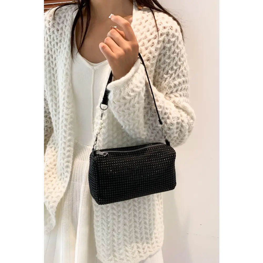 Sparkling Elegance with Yeppi Openwork Crossbody Bag and Removable Strap