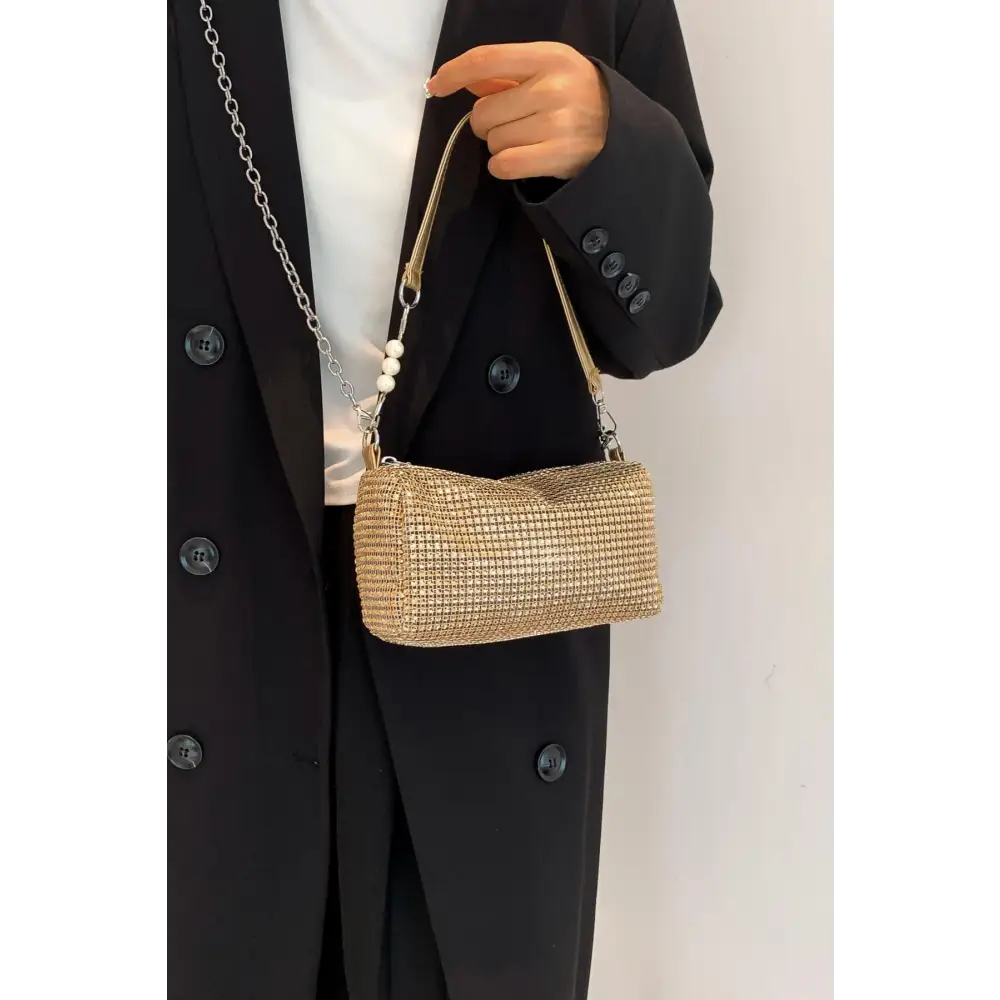 Sparkling Elegance with Yeppi Openwork Crossbody Bag and Removable Strap