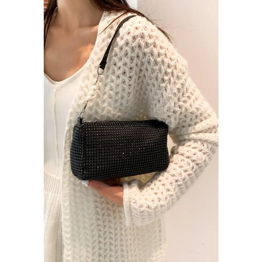 Sparkling Elegance with Yeppi Openwork Crossbody Bag and Removable Strap