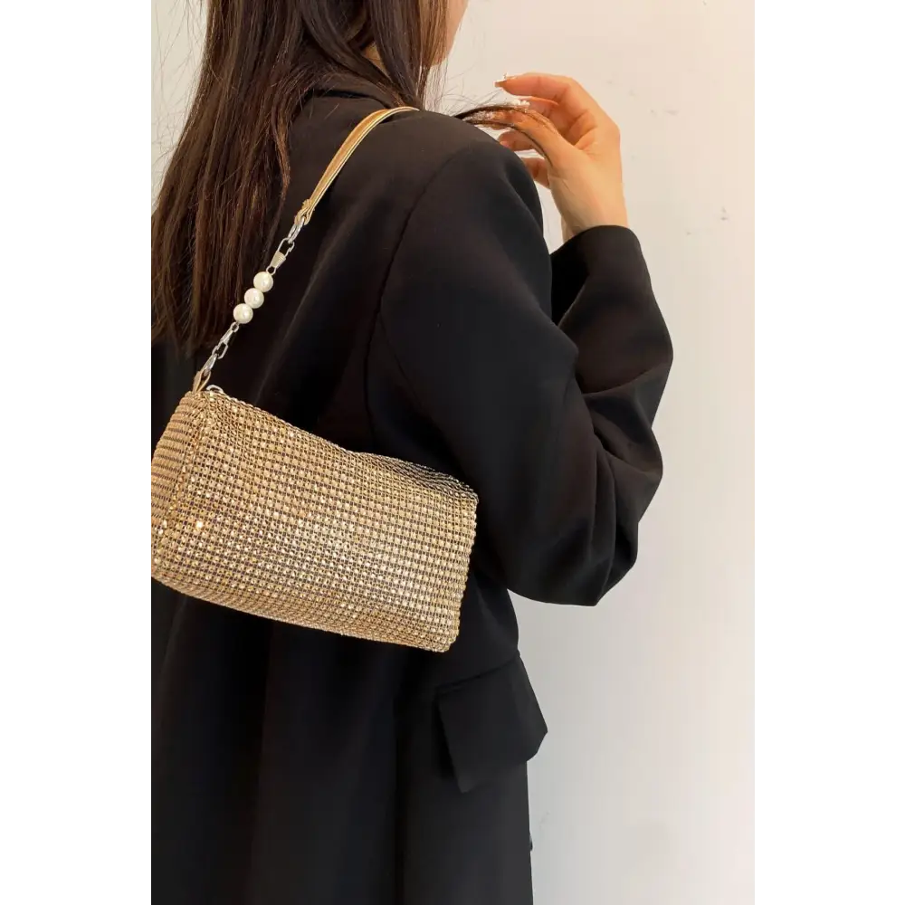 Sparkling Elegance with Yeppi Openwork Crossbody Bag and Removable Strap