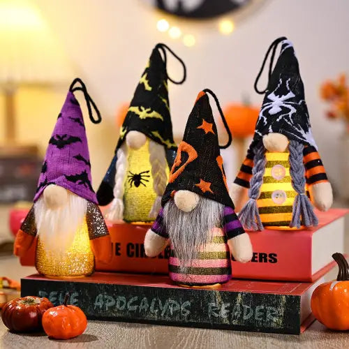 Spooky Light-Up Halloween Gnomes Pointed Hat Faceless Dolls