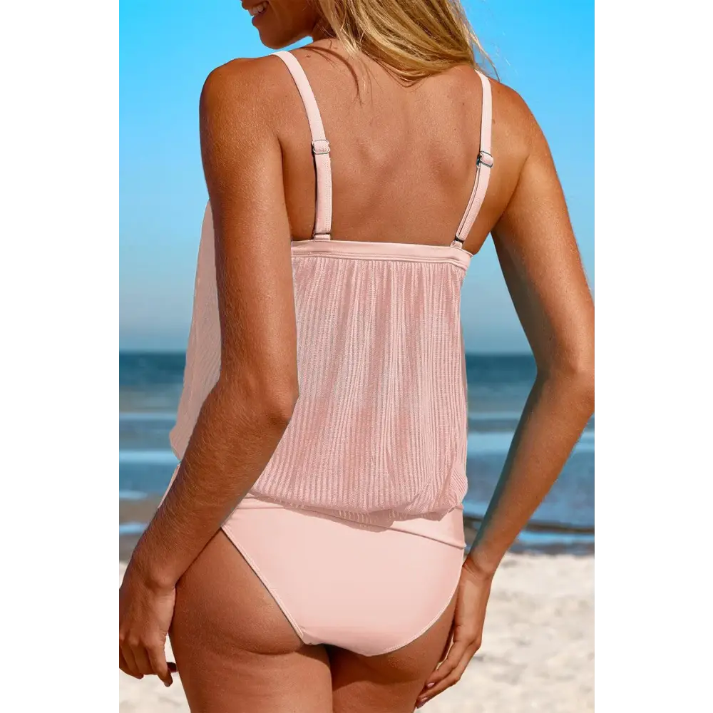 Sleek Square Neck Spaghetti Strap Tankini Set for Beach Bliss