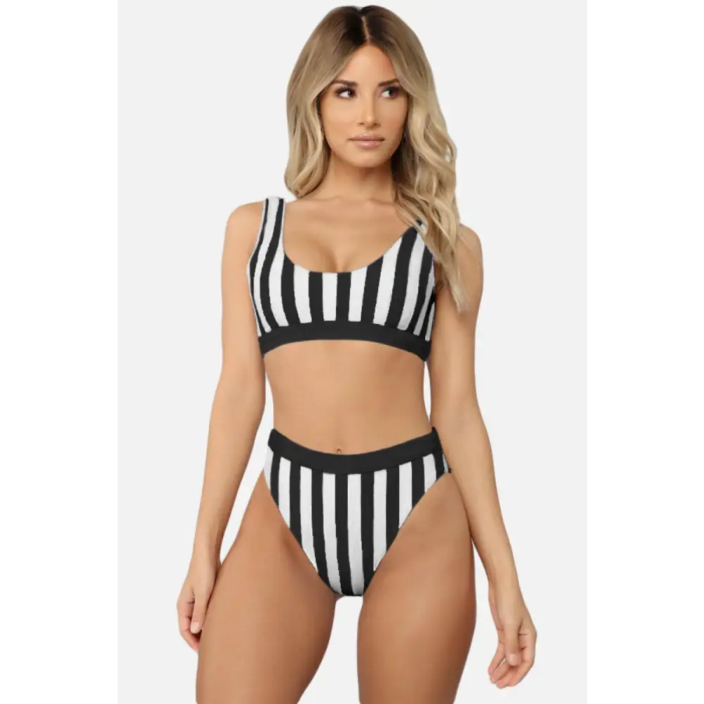 Vibrant High Waist Bikini Striped Tank High