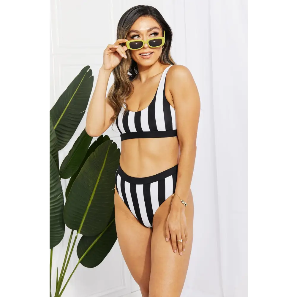 Vibrant High Waist Bikini Striped Tank High