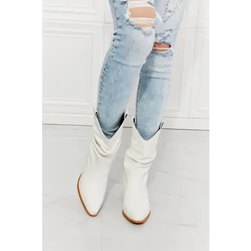 Strut in Style Texas Scrunch Cowboy Boots White Melody