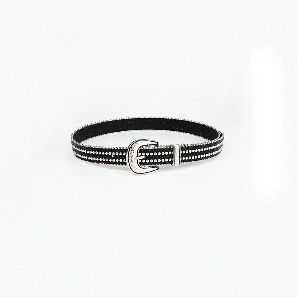 Dazzling Studded Rhinestone PU Leather Belt