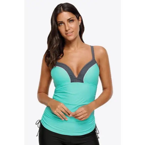 Contrast Sweetheart Neck Swim Cami - CM Fashion