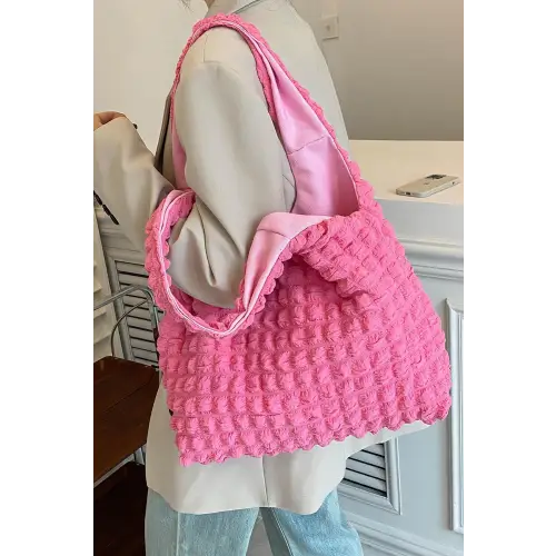 Ruched Polyester Large Handbag - CM Fashion