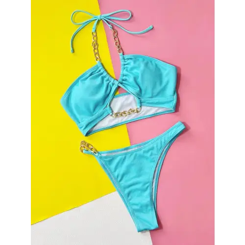 Stunning Halter Neck Chain Two-Piece Bikini Set