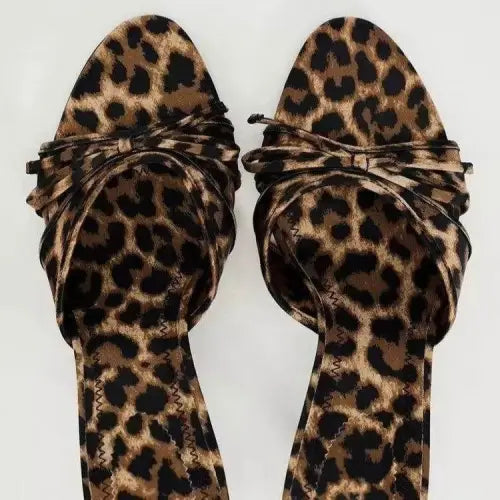 Stunning Juno Studio Bow Leopard Kitten Heel Sandals