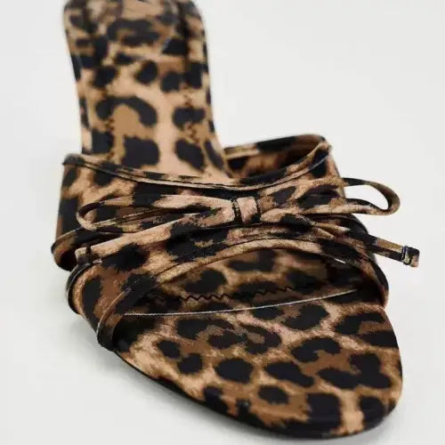 Stunning Juno Studio Bow Leopard Kitten Heel Sandals