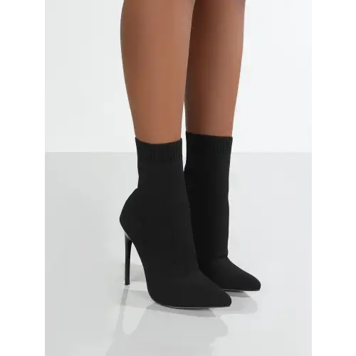 Mesh Point Toe Stiletto Boots - CM Fashion