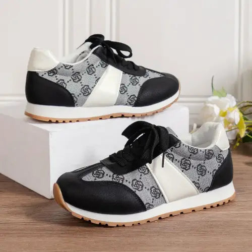 Stunning Patterned Blue Floral Round Toe Sneakers