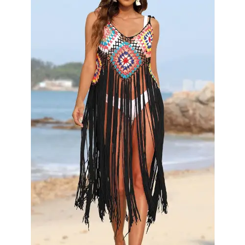 Stunning Pink Fringe Spaghetti Strap Cover-Up for Beach Bliss