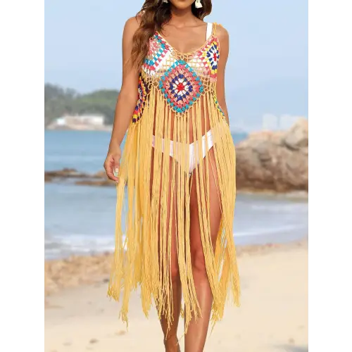 Stunning Pink Fringe Spaghetti Strap Cover-Up for Beach Bliss