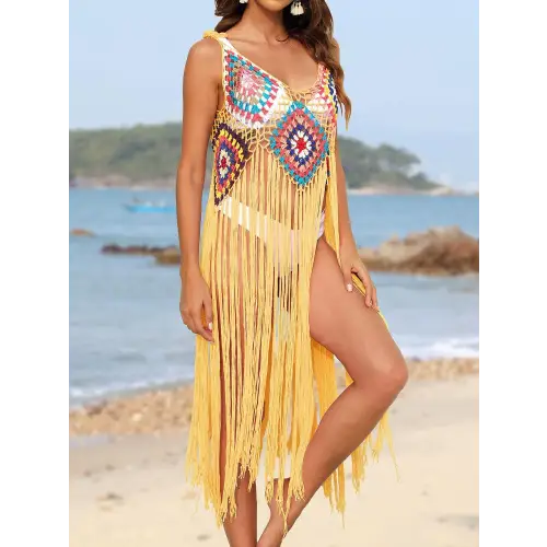 Stunning Pink Fringe Spaghetti Strap Cover-Up for Beach Bliss