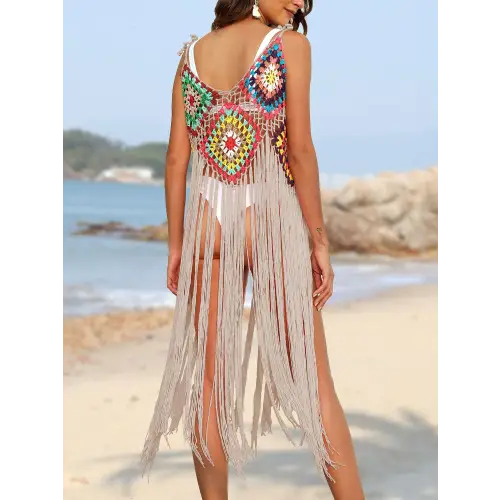 Stunning Pink Fringe Spaghetti Strap Cover-Up for Beach Bliss