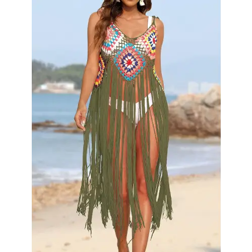 Stunning Pink Fringe Spaghetti Strap Cover-Up for Beach Bliss