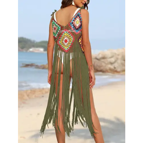 Stunning Pink Fringe Spaghetti Strap Cover-Up for Beach Bliss