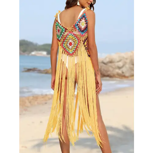 Stunning Pink Fringe Spaghetti Strap Cover-Up for Beach Bliss