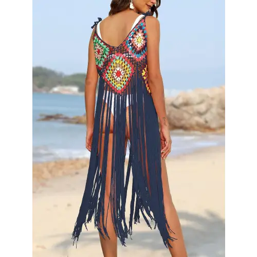 Stunning Pink Fringe Spaghetti Strap Cover-Up for Beach Bliss