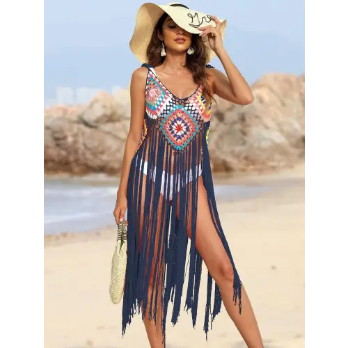 Stunning Pink Fringe Spaghetti Strap Cover-Up for Beach Bliss