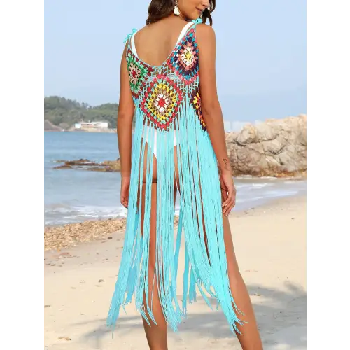 Stunning Pink Fringe Spaghetti Strap Cover-Up for Beach Bliss