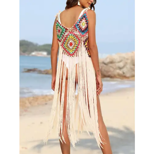 Stunning Pink Fringe Spaghetti Strap Cover-Up for Beach Bliss