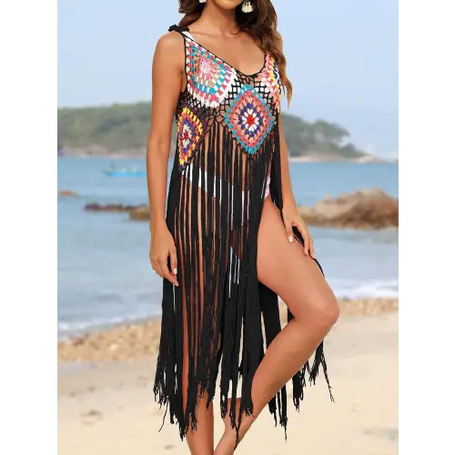 Stunning Pink Fringe Spaghetti Strap Cover-Up for Beach Bliss