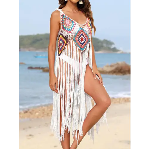 Stunning Pink Fringe Spaghetti Strap Cover-Up for Beach Bliss