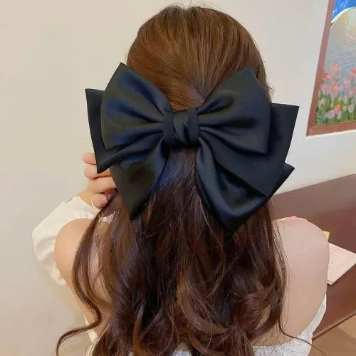 Stunning Pink Satin Bow Cloth Hair Clip