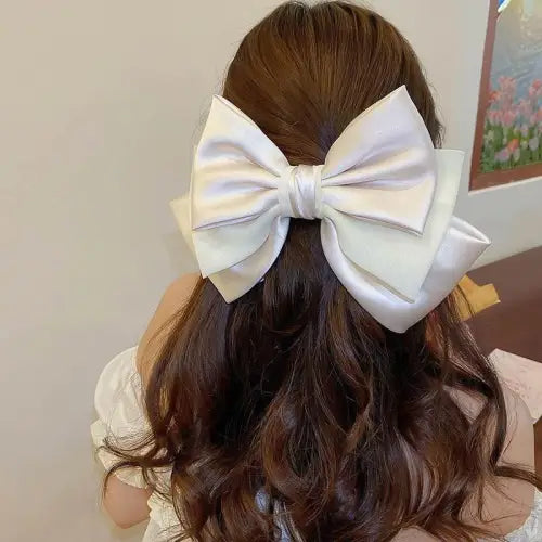 Stunning Pink Satin Bow Cloth Hair Clip