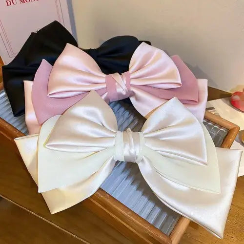 Stunning Pink Satin Bow Cloth Hair Clip