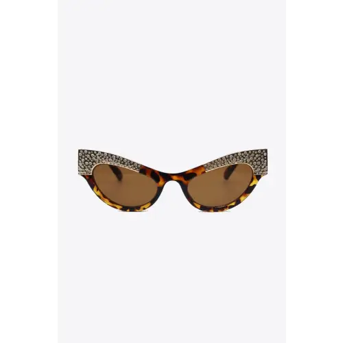 Stunning Rhinestone Trim Cat-Eye Sunglasses with UV400 Protection