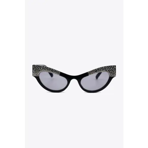 Stunning Rhinestone Trim Cat-Eye Sunglasses with UV400 Protection