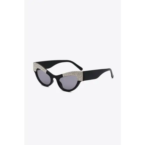 Stunning Rhinestone Trim Cat-Eye Sunglasses with UV400 Protection
