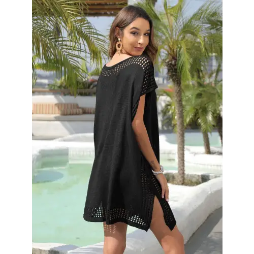 Stunning Slit Openwork V-Neck Cover-Up for Beach Glamour