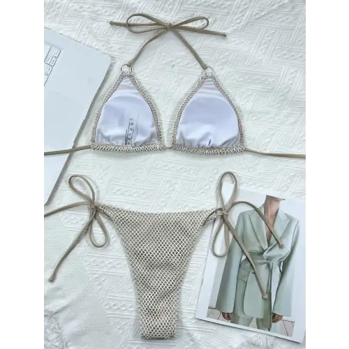 Stunning Twin Grace Halter Neck Tie Bikini Set for Beach Bliss