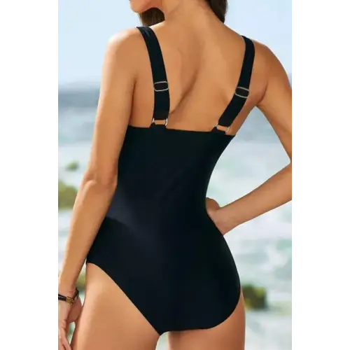 Stunning V-Neck Sleeveless Printed One-Piece Swimwear by Images Synz