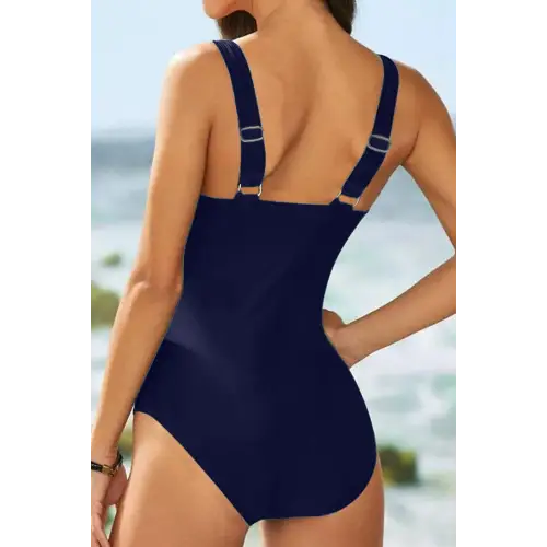 Stunning V-Neck Sleeveless Printed One-Piece Swimwear by Images Synz