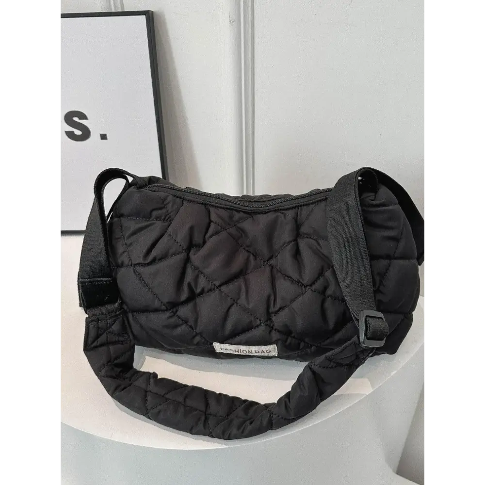 Stylish Black Crossbody Bag with Bubble Texture Adjustable Strap