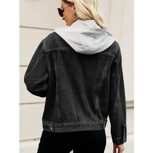Black Denim Jacket with Gray